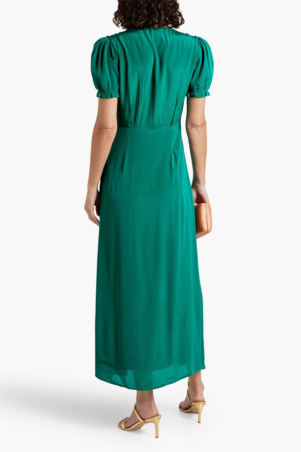 HVN Paula floral-appliquéd chiffon maxi dress