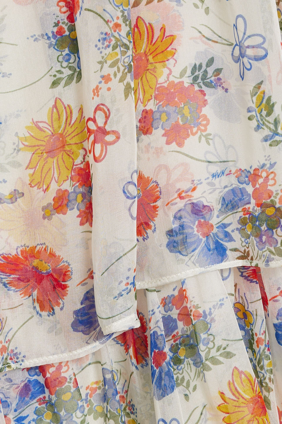 HVN REBEKAH TIERED FLORAL-PRINT SILK-CHIFFON MAXI DRESS