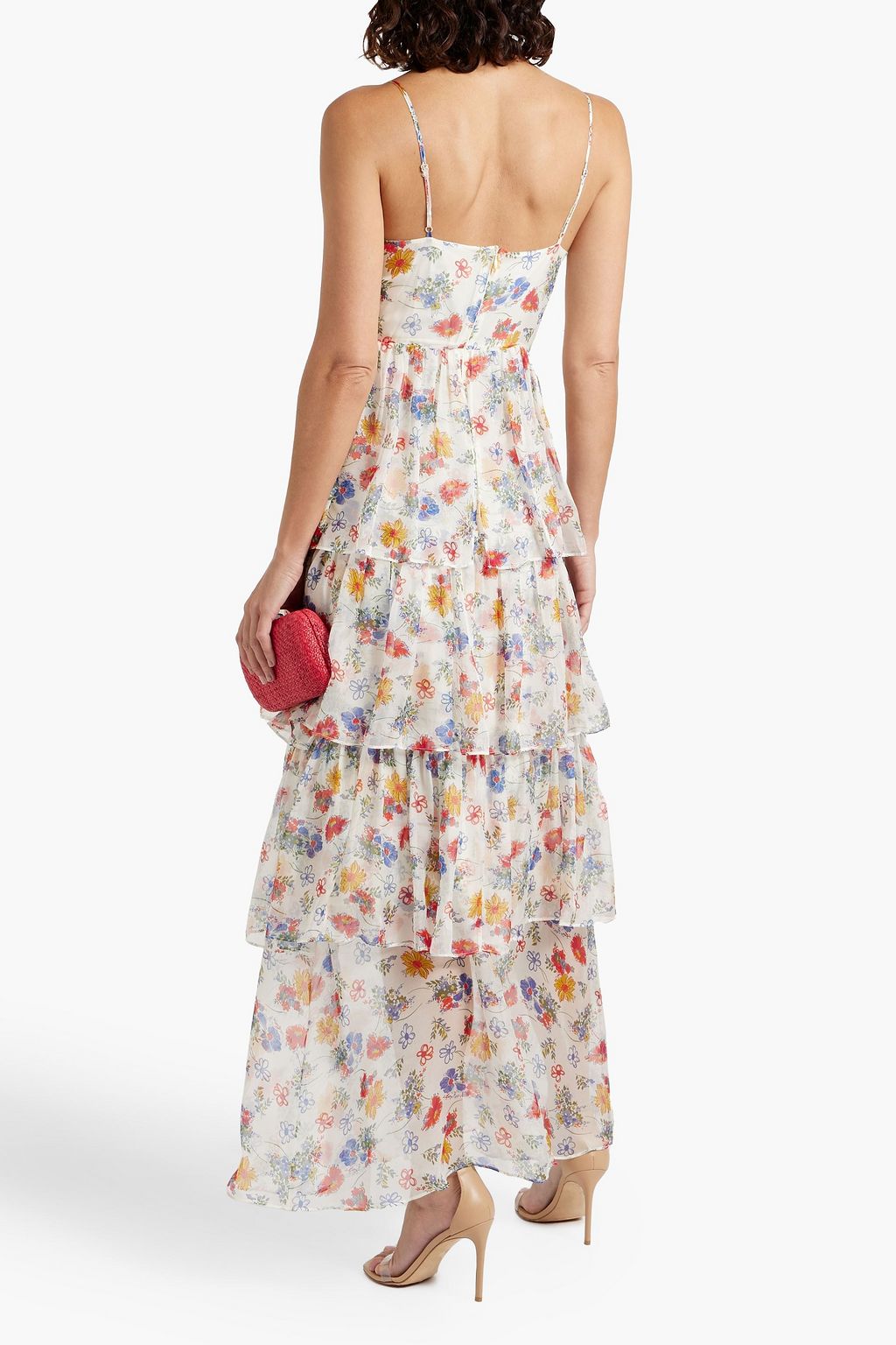 HVN Rebekah tiered floral-print silk-chiffon maxi dress