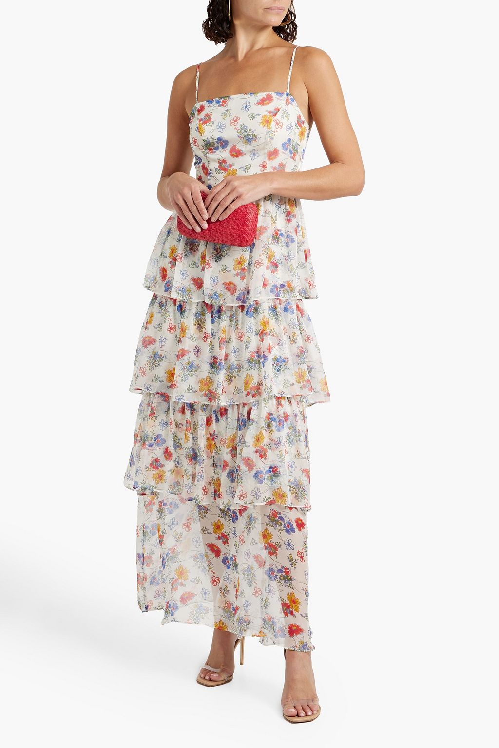 HVN Rebekah tiered floral-print silk-chiffon maxi dress