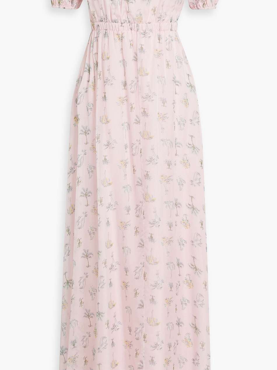nancy off-the-shoulder floral-print silk-chiffon maxi dress