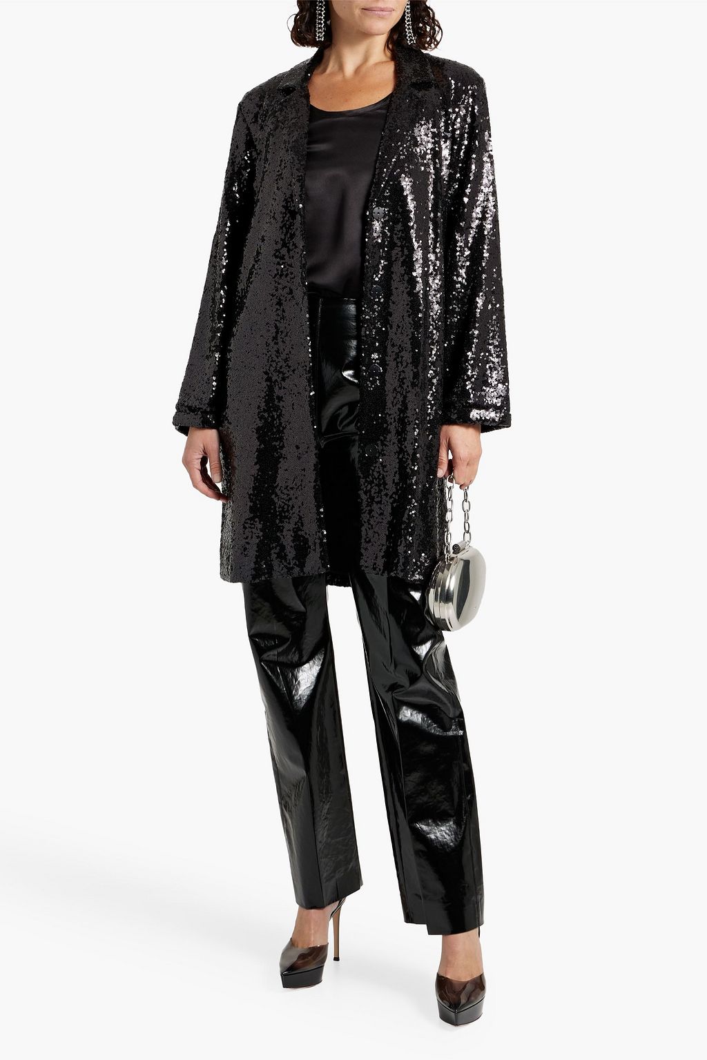 HVN Luna sequined tulle coat