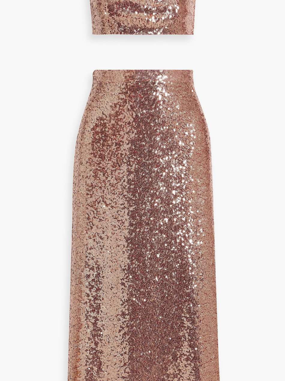 affie cropped sequined tulle top and midi skirt set
