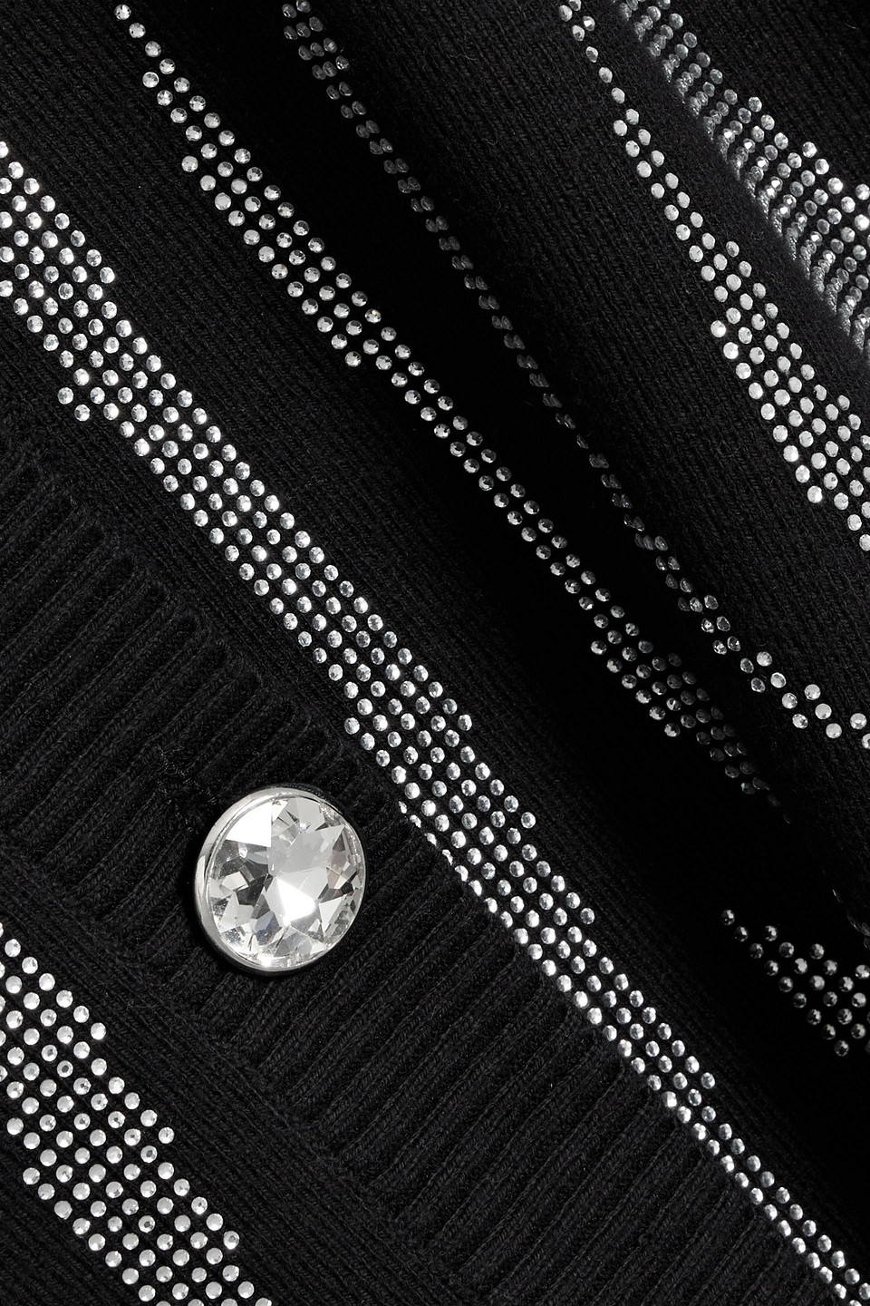 Retroféte Natalya Crystal-embellished Cotton And Cashmere-blend Cardigan In Black