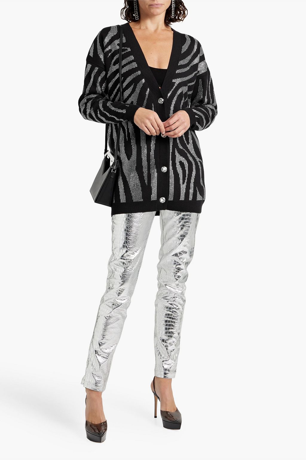RETROFÊTE Natalya crystal-embellished cotton and cashmere-blend cardigan