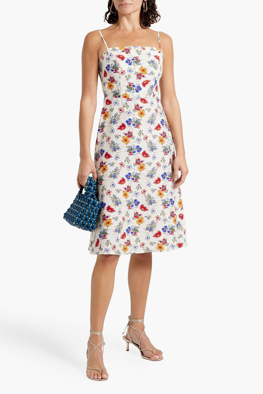 HVN Nora floral-print silk-satin dress