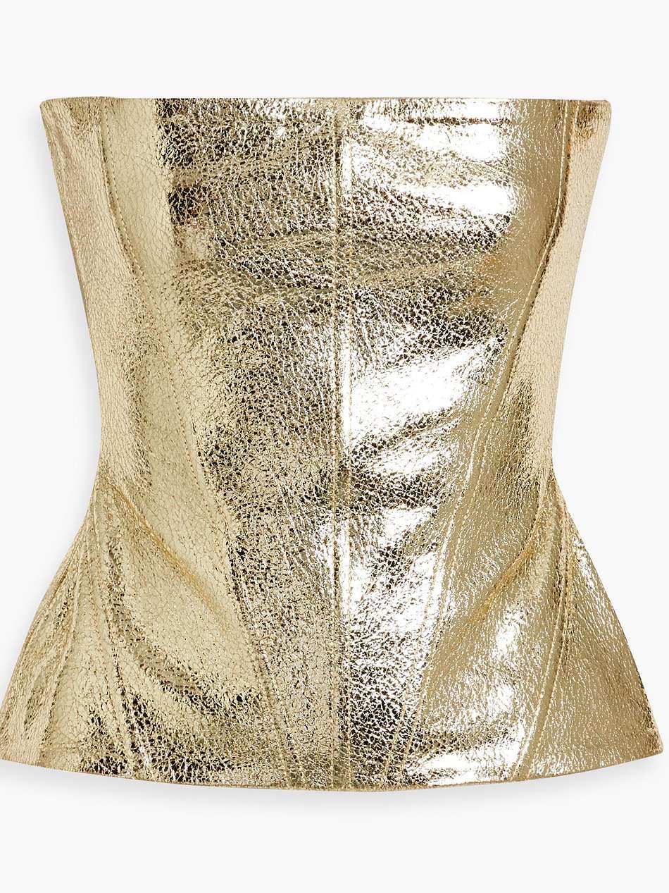 jenesis strapless metallic leather top