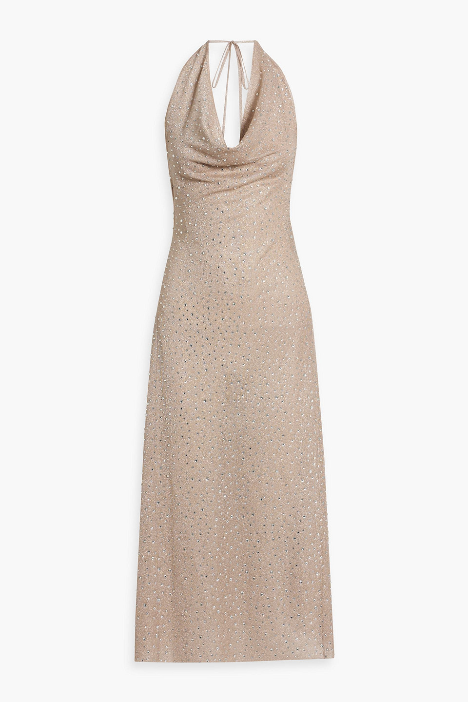 Retroféte Sear Crystal-embellished Metallic Knitted Midi Dress In Platinum