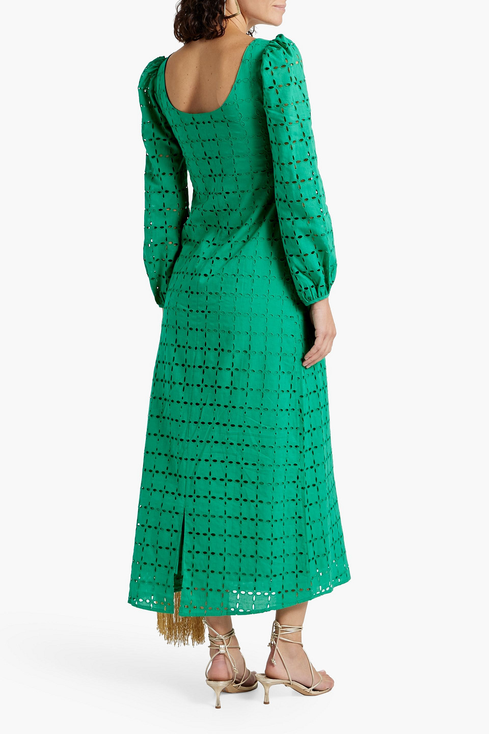 HVN JULES BRODERIE ANGLAISE COTTON MIDI DRESS