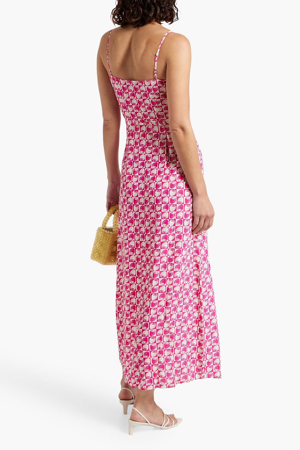 HVN Josephine button-detailed crepe maxi dress