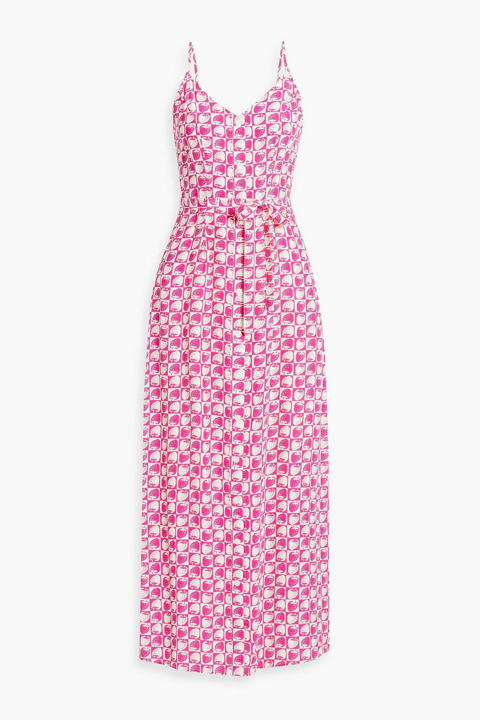 Hvn Josephine Button-detailed Crepe Maxi Dress In Pink