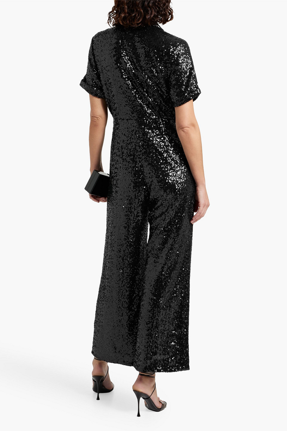 HVN GIA SEQUINED CREPE WIDE-LEG JUMPSUIT
