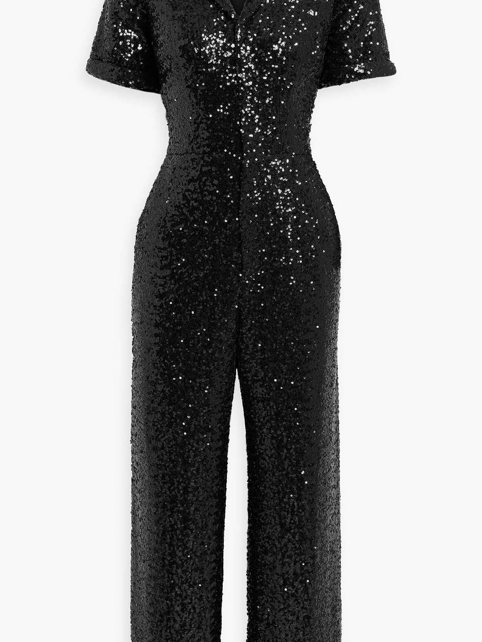 gia sequined crepe wide-leg jumpsuit