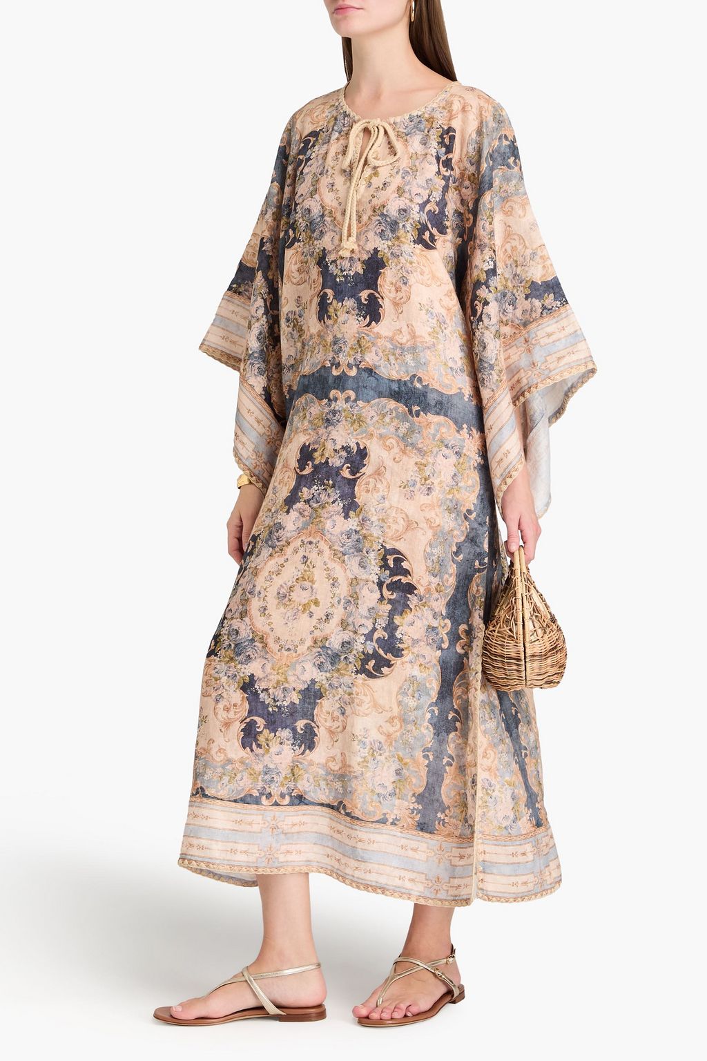 ZIMMERMANN قفطان من الكتّان مزين بطبعة الأزهار