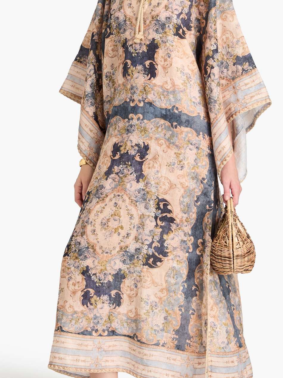 floral-print linen kaftan