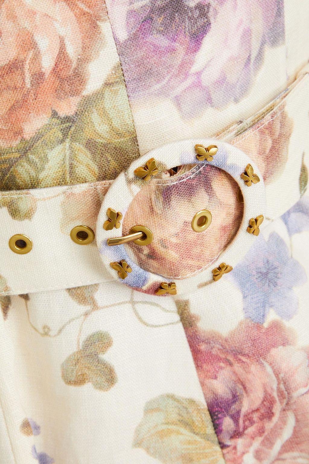 ZIMMERMANN リネン ミニワンピース ベルト付き フローラルプリント
