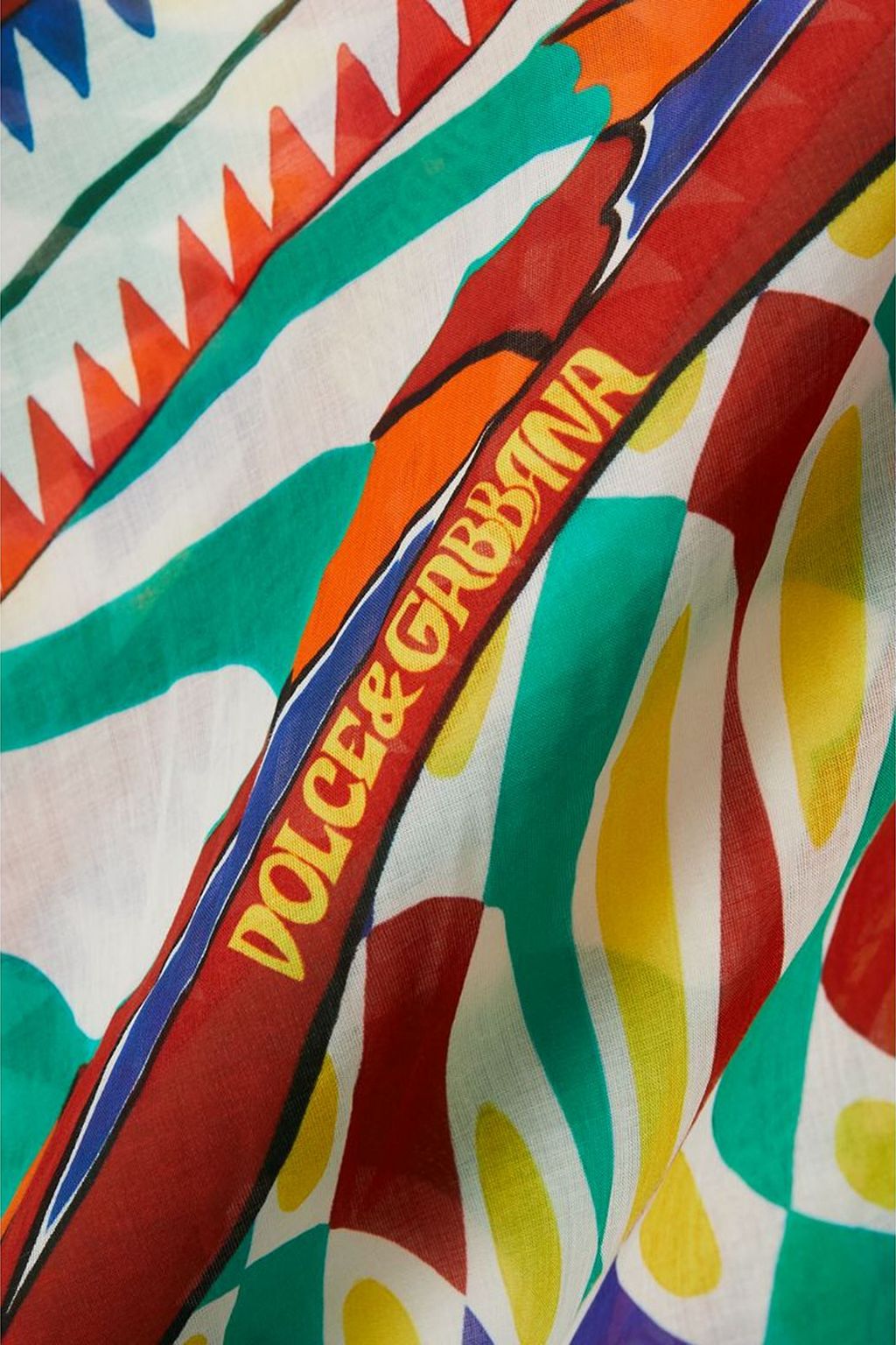 DOLCE&GABBANA BEACHWEAR Frayed printed cotton-voile pareo
