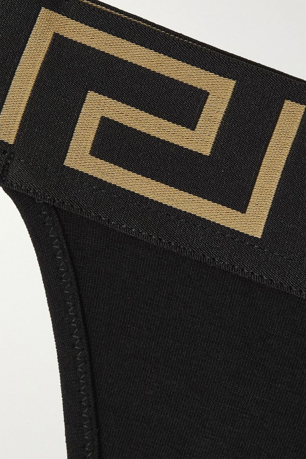 VERSACE Greca monogram-trimmed stretch-cotton jersey thong
