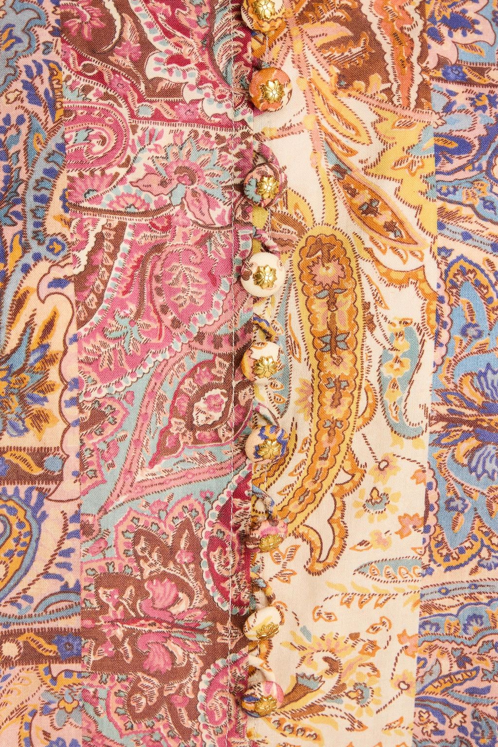 ZIMMERMANN Patchwork paisley-print ramie blouse