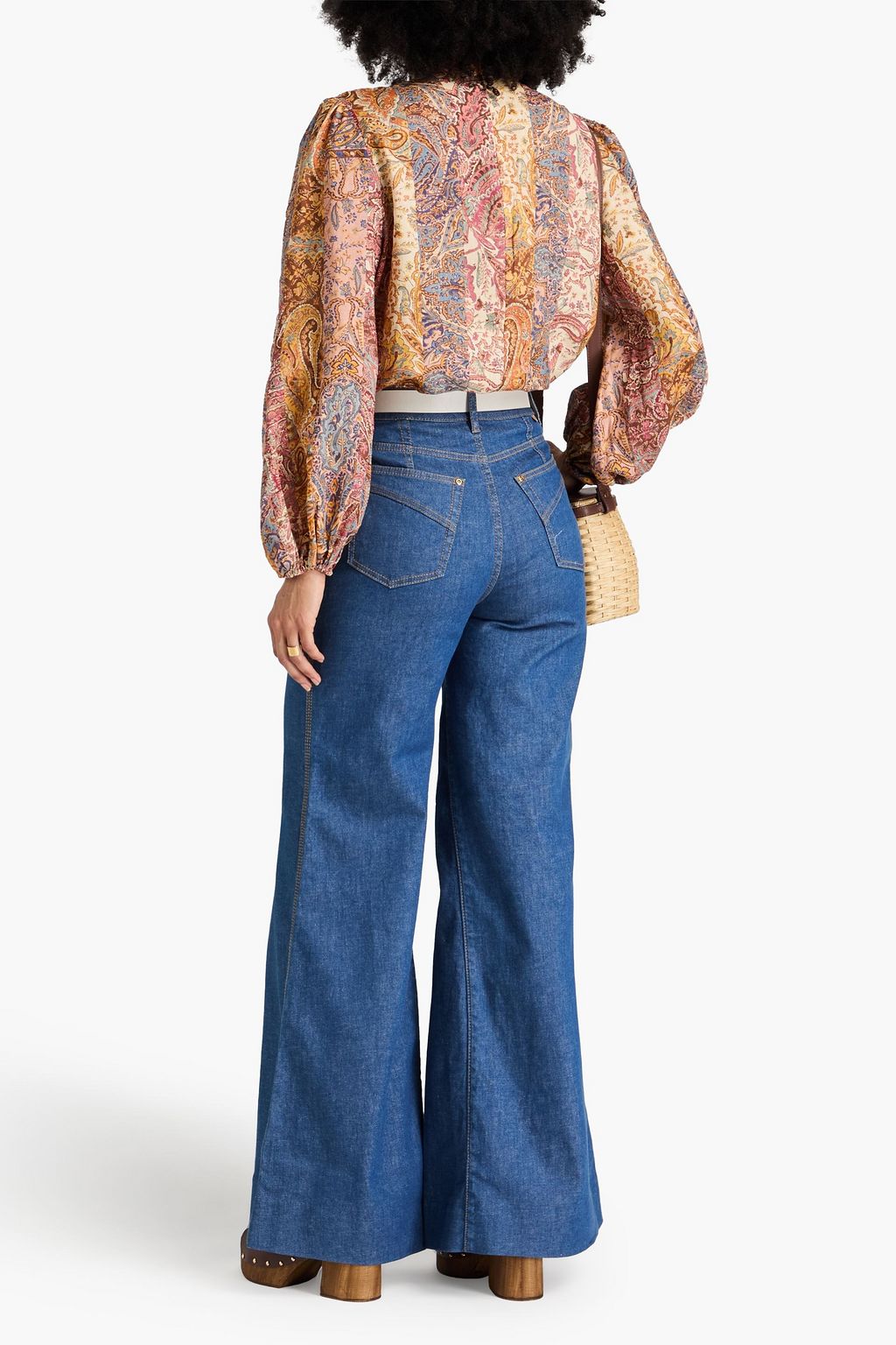 ZIMMERMANN Patchwork paisley-print ramie blouse