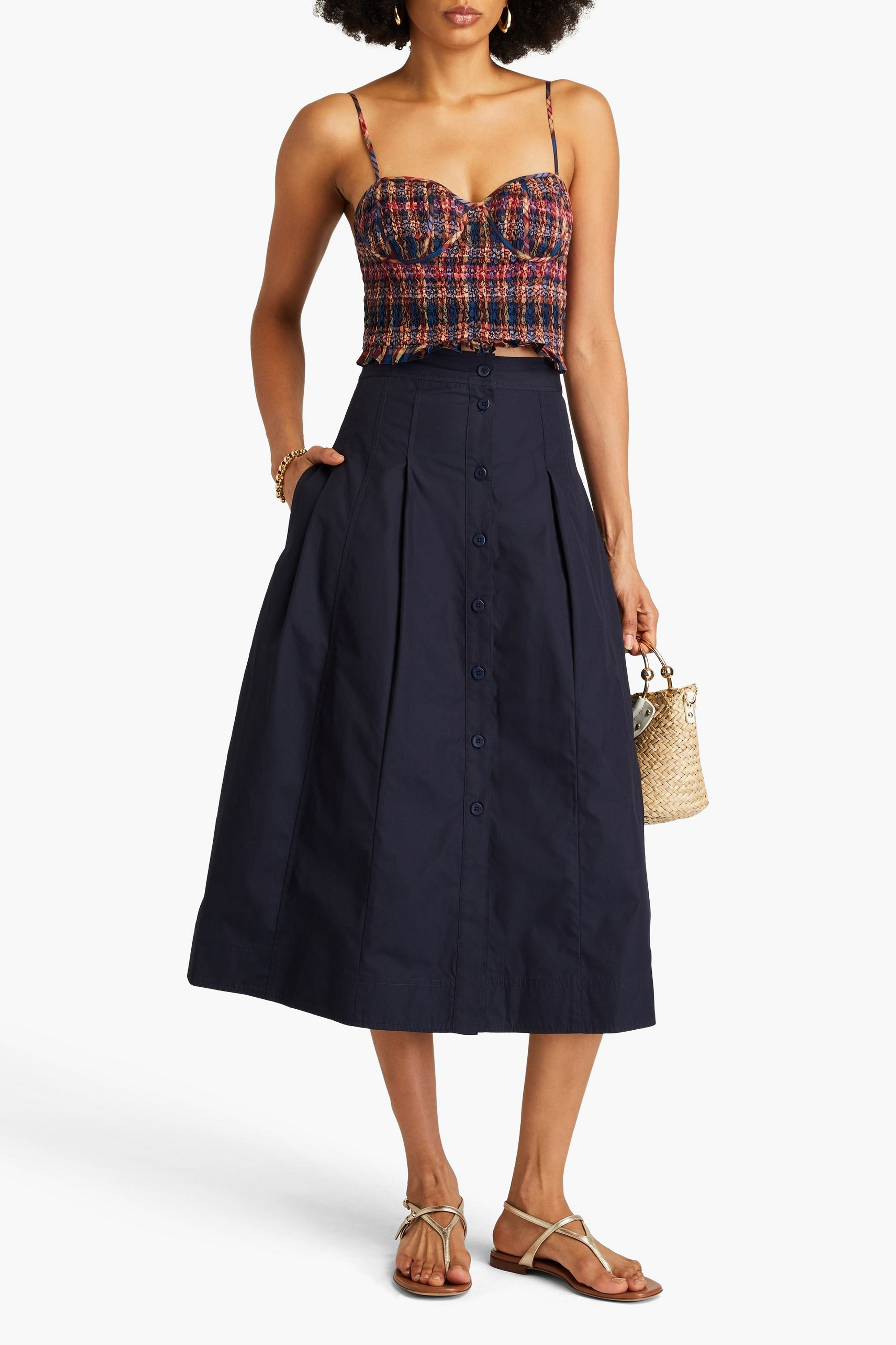 Ulla Johnson Petra pleated cotton-poplin midi skirt