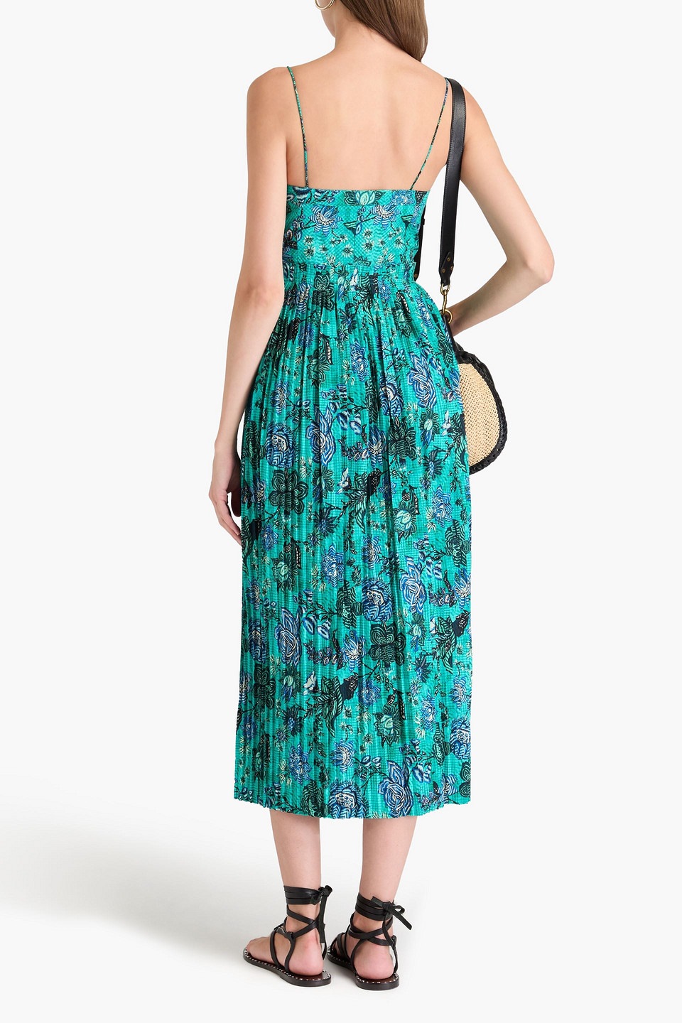 Shop Ulla Johnson Jessie Printed Cotton-poplin Midi Dress In Jade