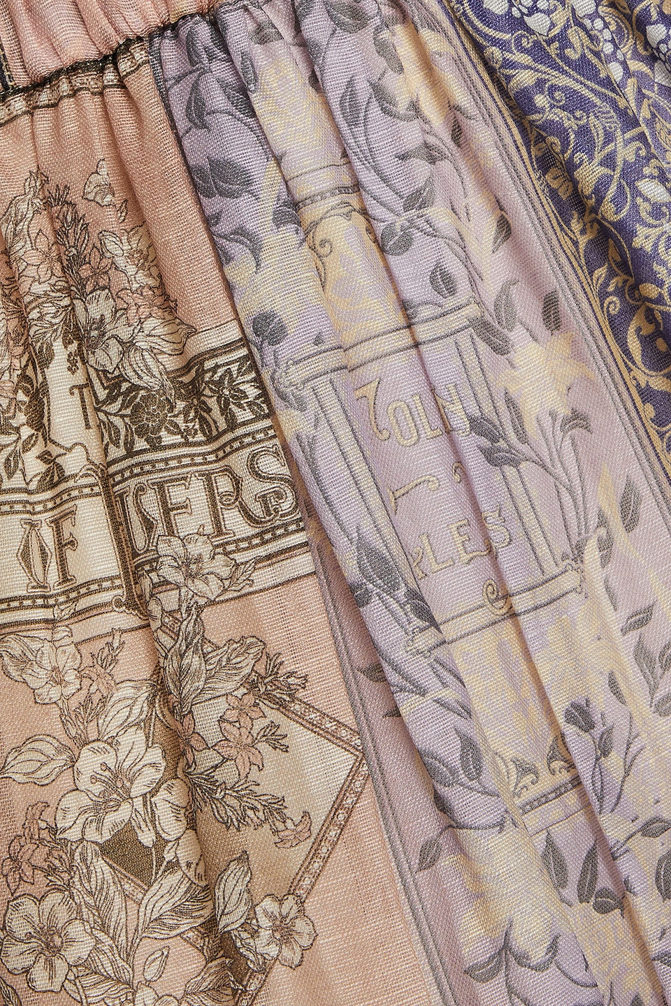 Zimmermann Midirock Aus Einer Leinen-seidenmischung Mit Print In Patchwork-optik In Pastellrosa