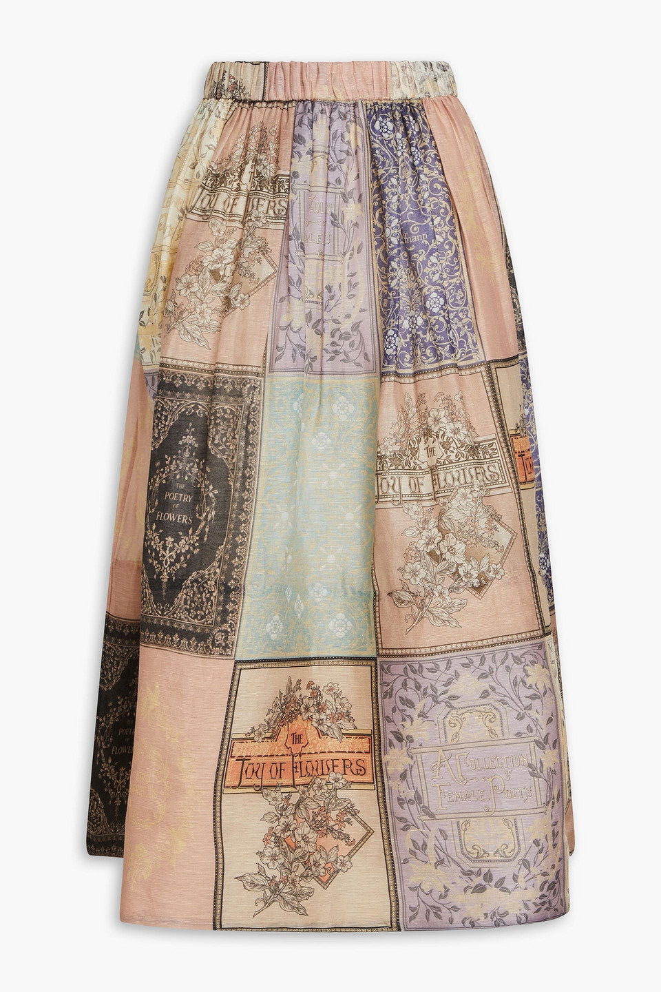 Zimmermann Midirock Aus Einer Leinen-seidenmischung Mit Print In Patchwork-optik In Multi