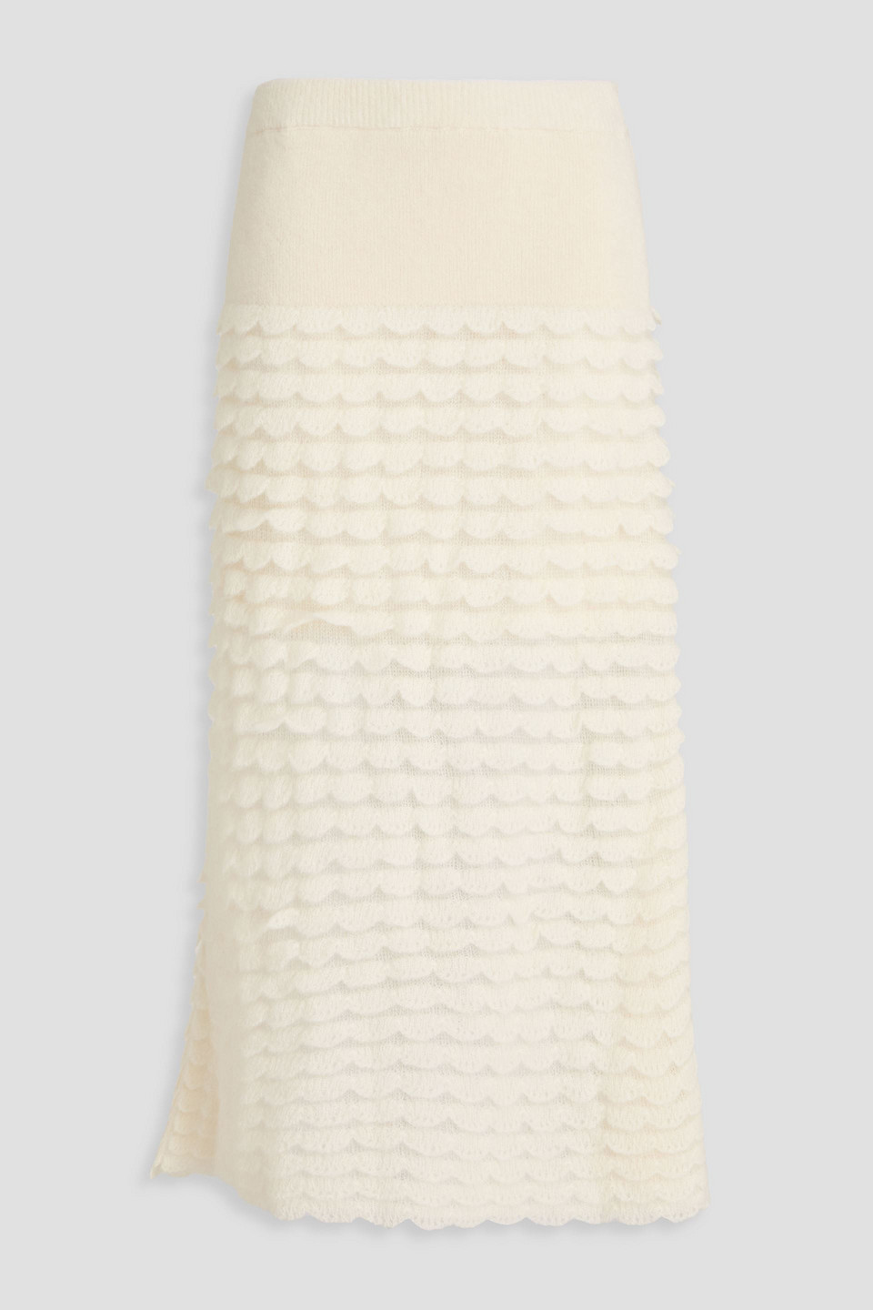 Zimmermann Scalloped Alpaca-blend Midi Skirt In Neutral