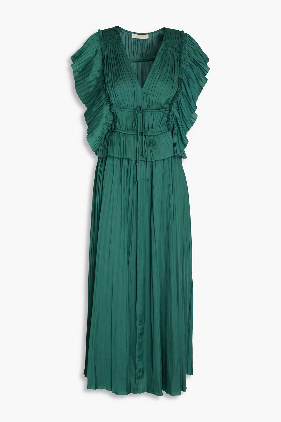 Shop Ulla Johnson Letty Satin Midi Dress In Jade