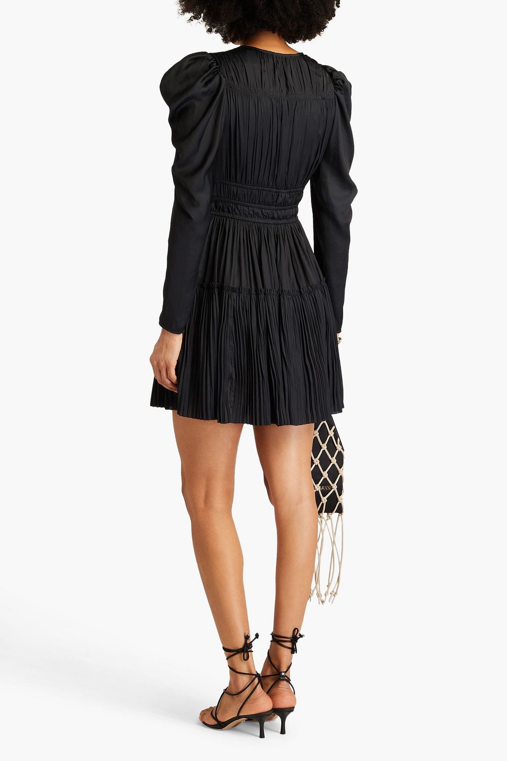 ULLA JOHNSON Lu bow-detailed satin mini dress