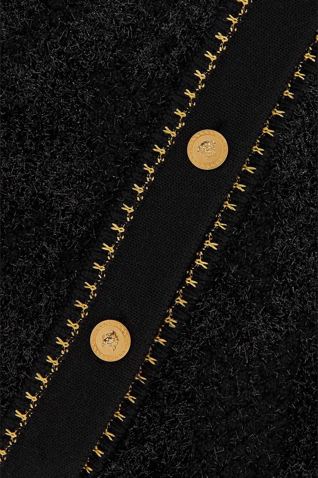 VERSACE Metallic wool-blend bouclé cardigan