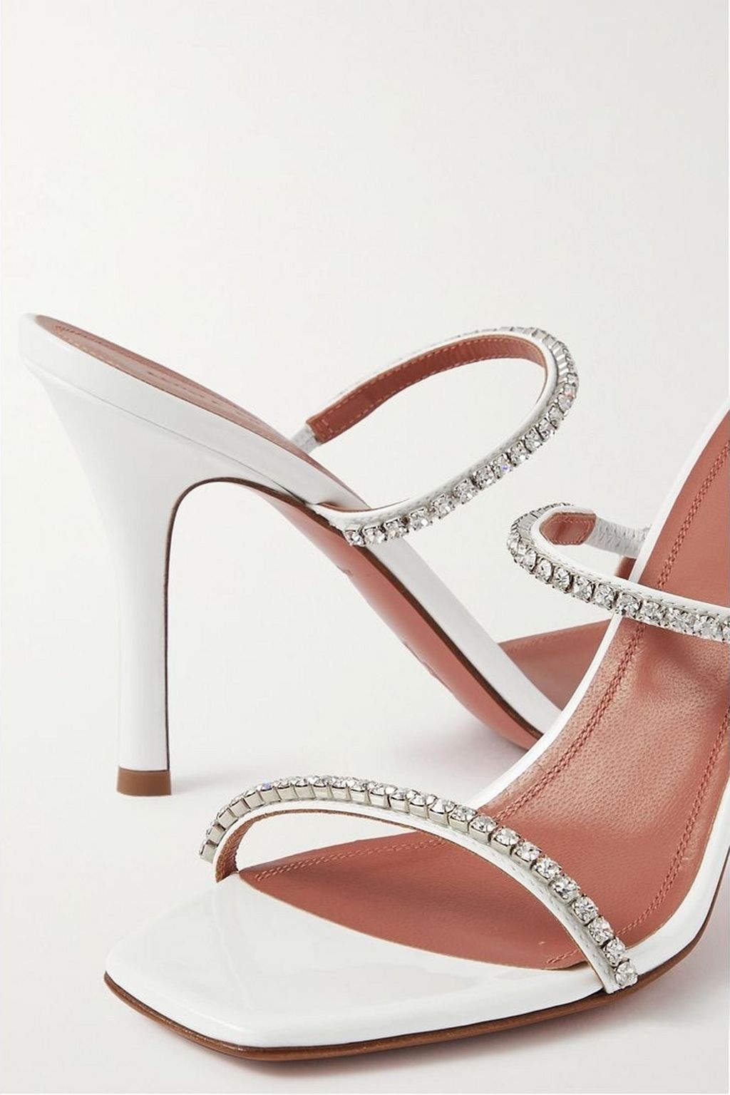 AMINA MUADDI Gilda crystal-embellished patent-leather mules