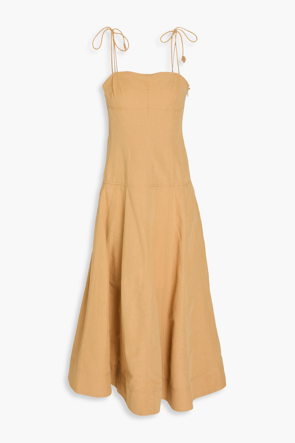 Ulla Johnson Batista Cotton, Linen And Silk-blend Midi Dress In Sand