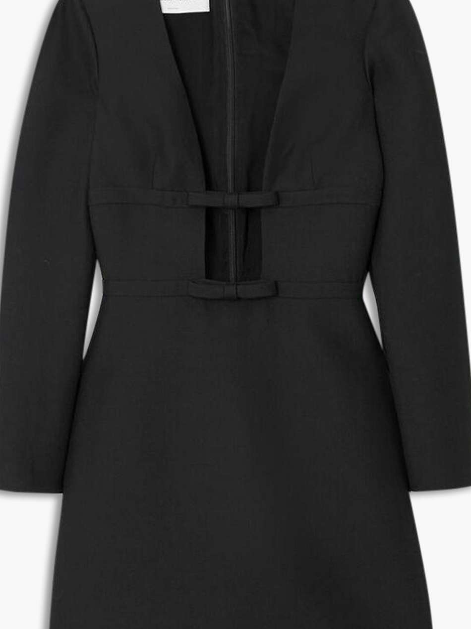 cutout bow-detailed wool and silk-blend crepe mini dress