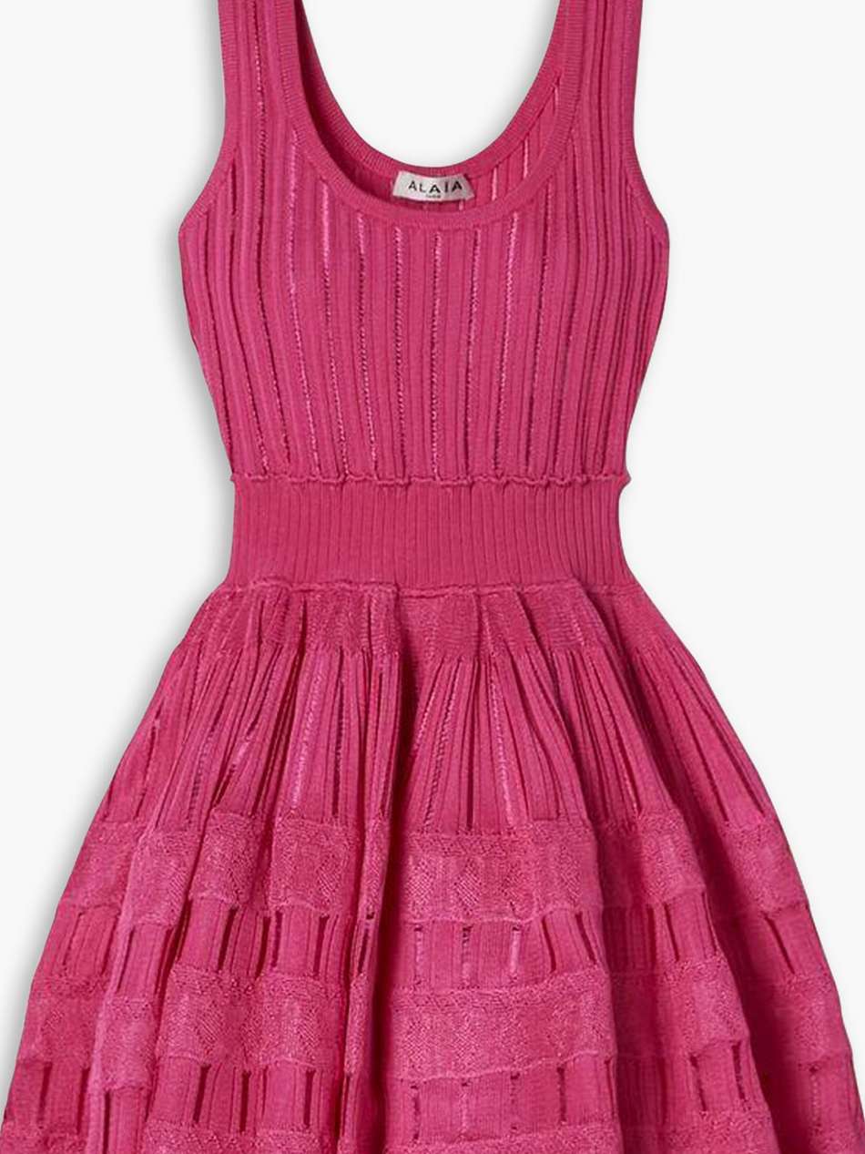 ribbed pointelle-knit mini dress