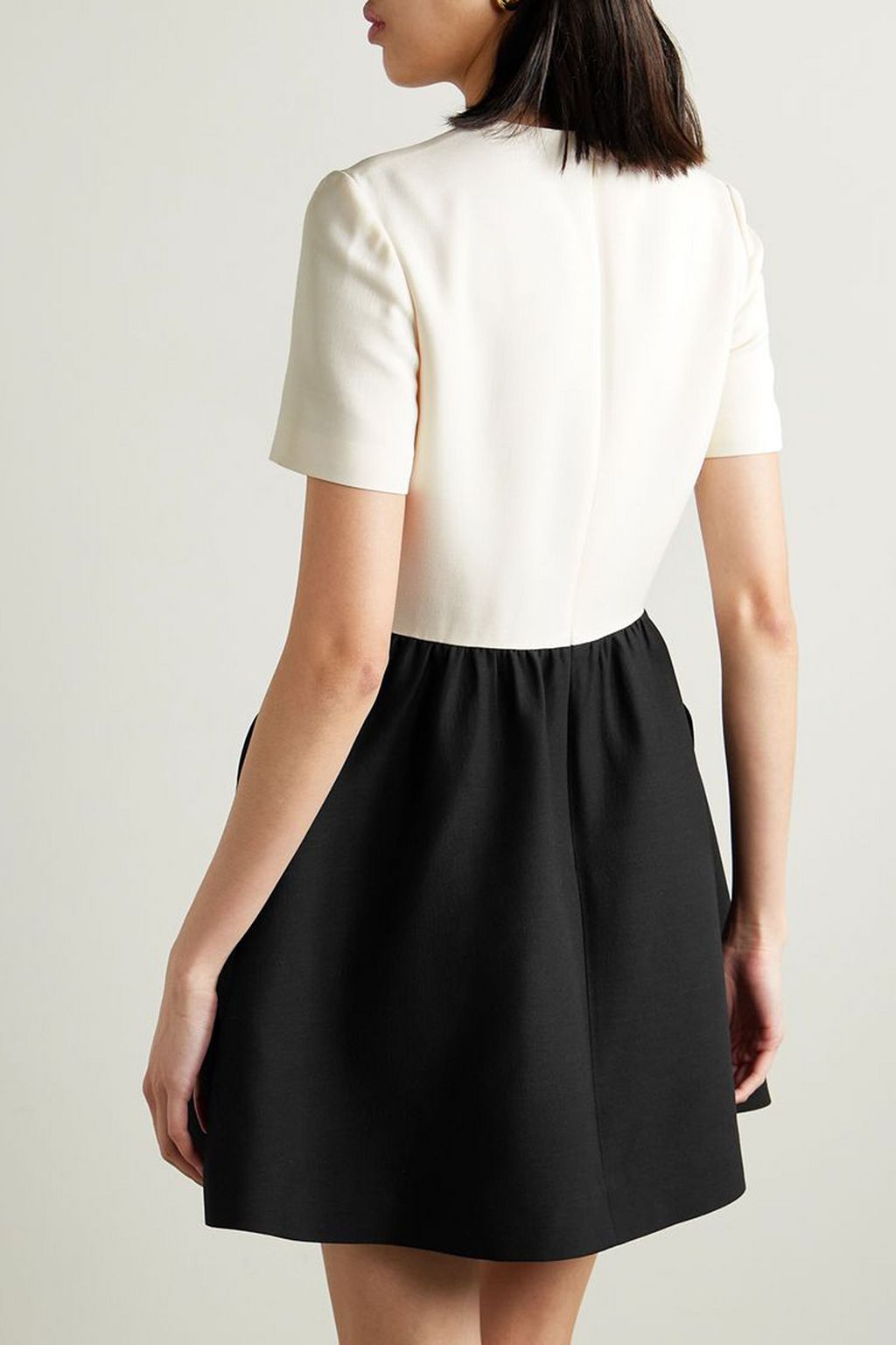 VALENTINO GARAVANI Appliquéd two-tone wool and silk-blend mini dress
