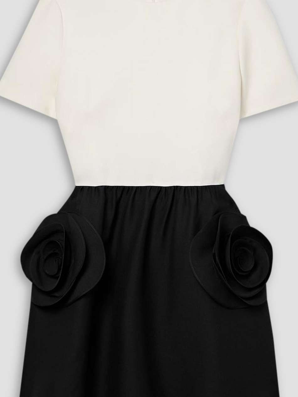 appliquéd two-tone wool and silk-blend mini dress