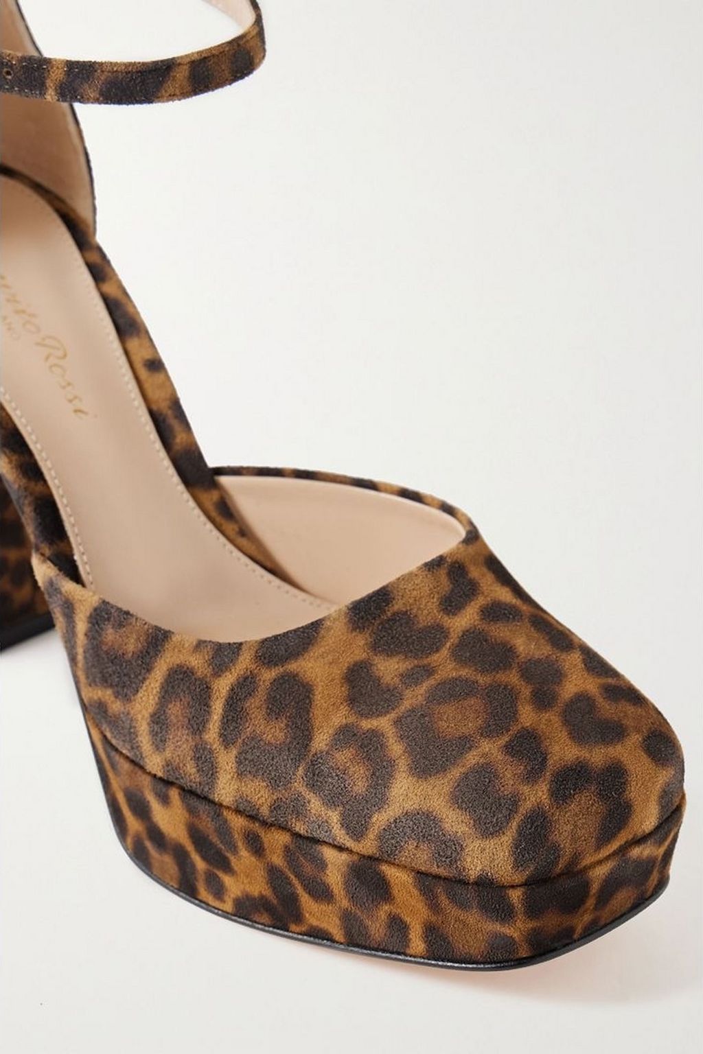 GIANVITO ROSSI Vian 100 leopard-print suede platform Mary Jane pumps