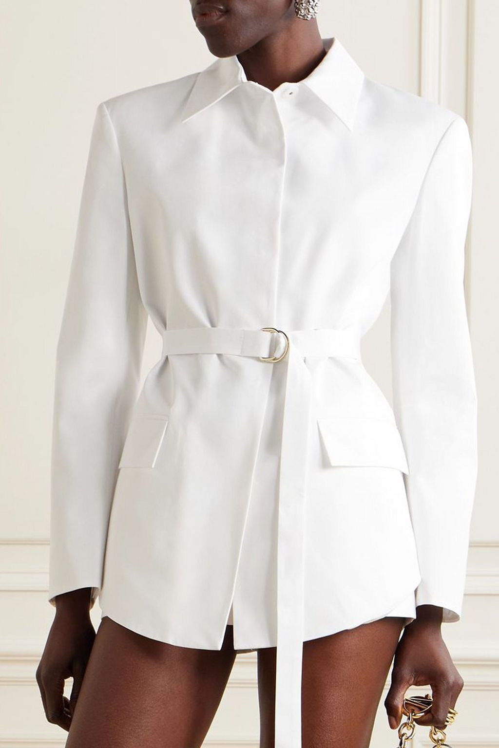 VALENTINO GARAVANI Belted cotton-poplin mini shirt dress