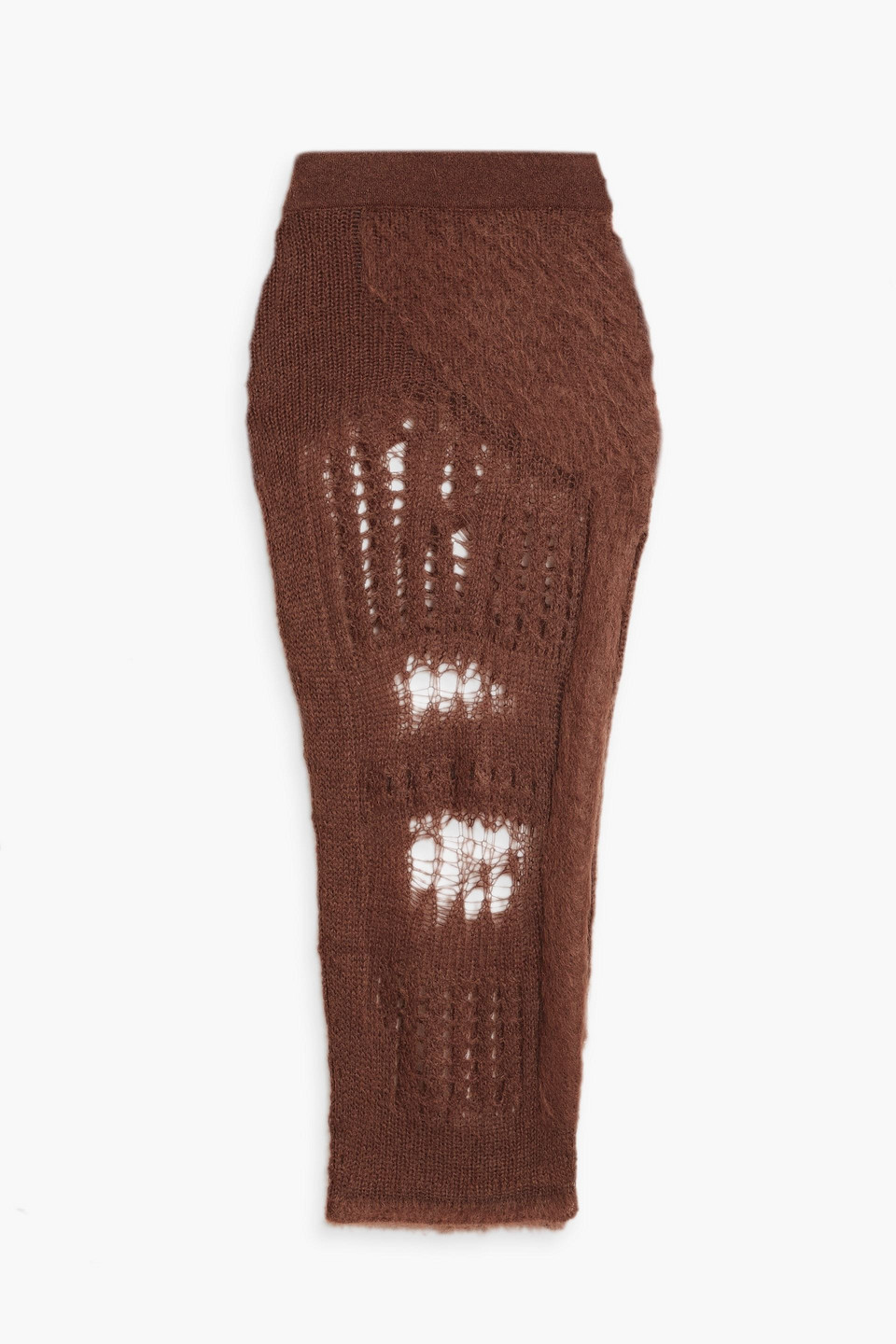 Rick Owens Open-knit Maxi Skirt In Brown