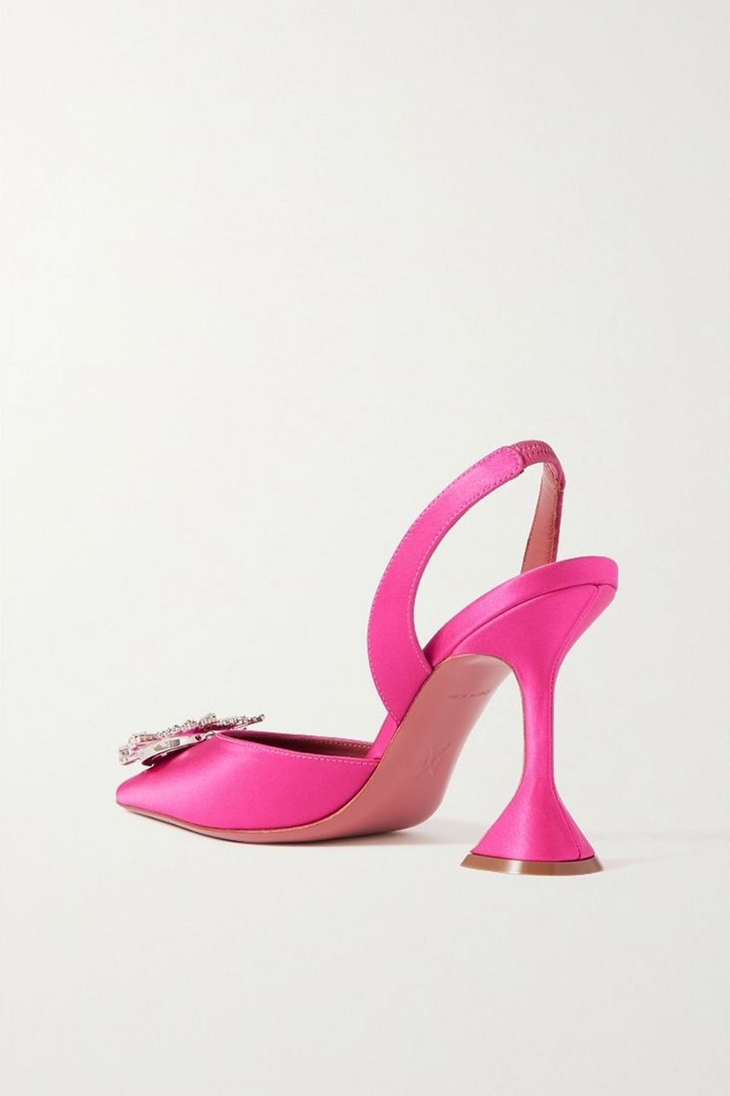 AMINA MUADDI Begum 95 crystal-embellished satin slingback pumps