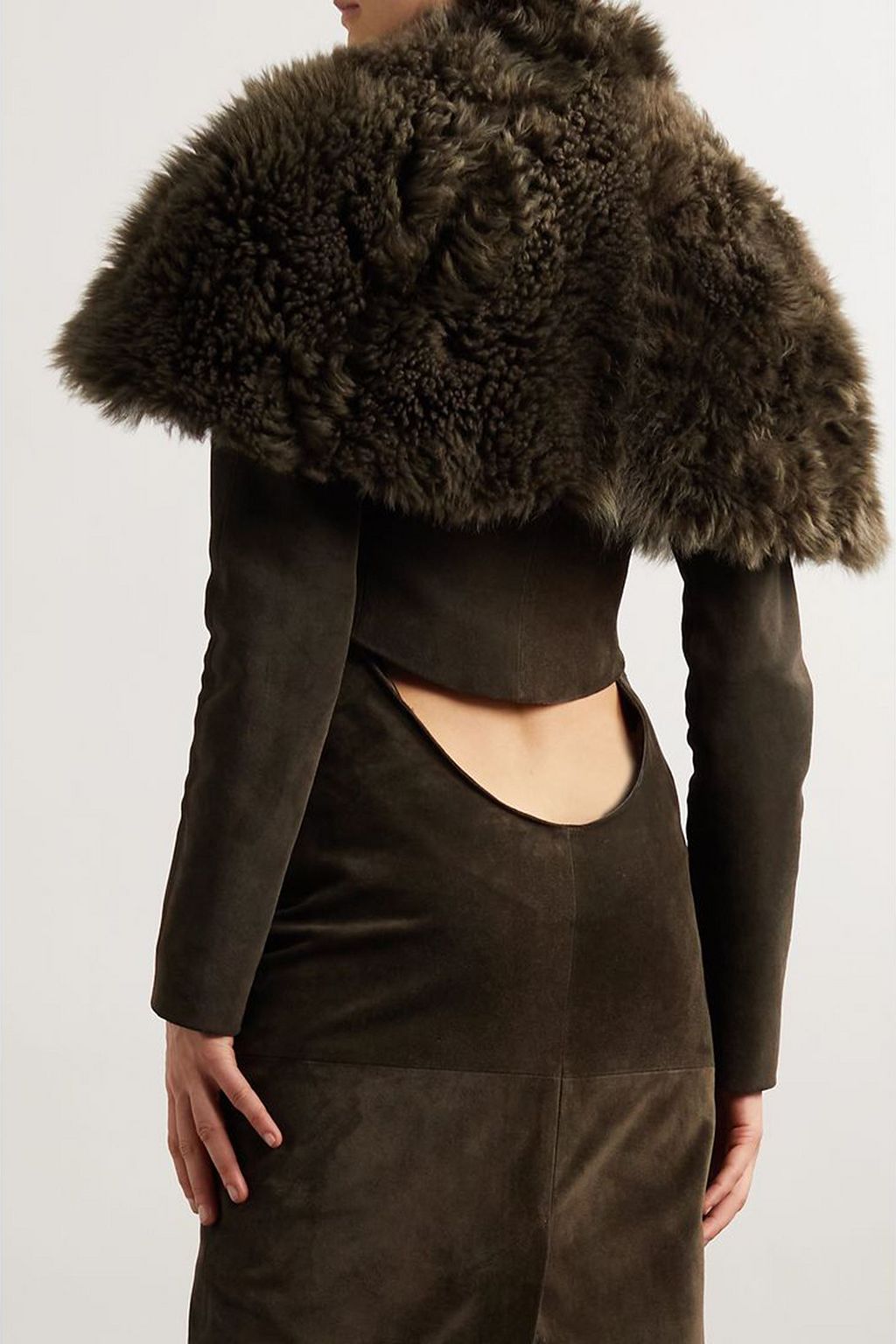 ALAÏA Cropped shearling and suede jacket