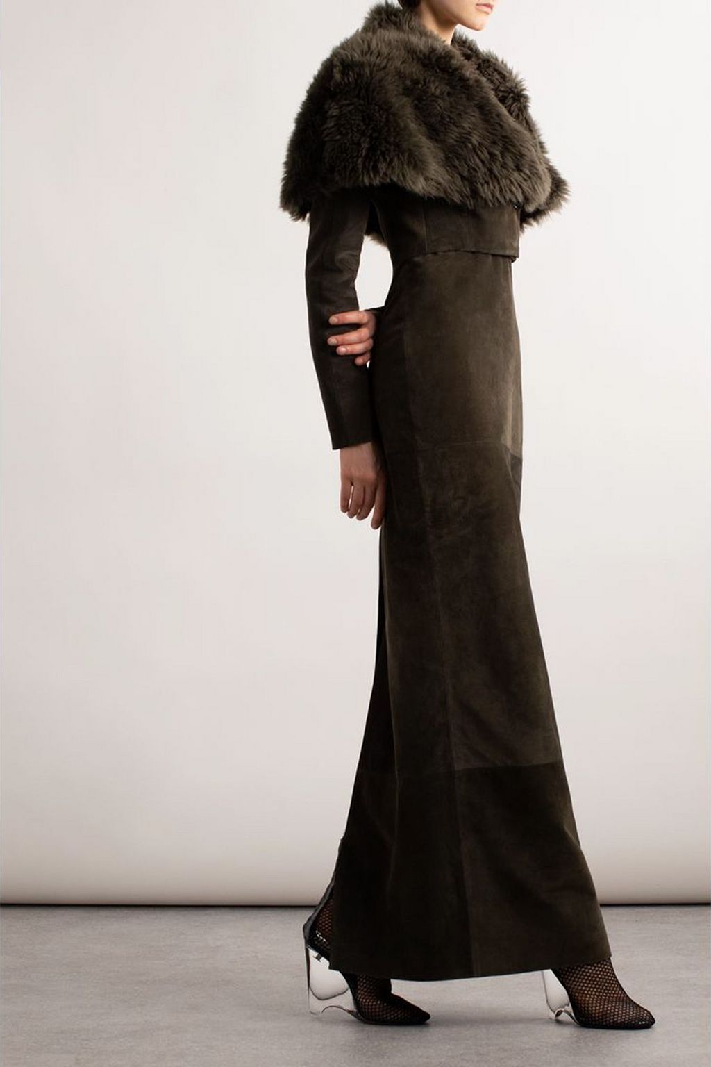 ALAÏA Cropped shearling and suede jacket