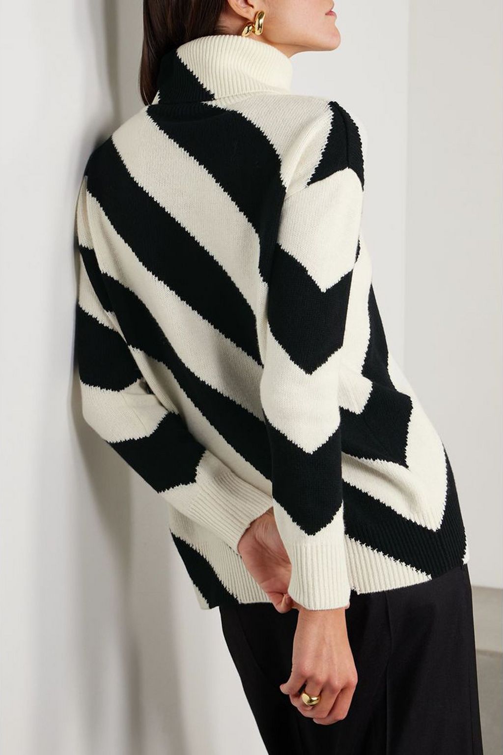 VALENTINO GARAVANI Two-tone striped wool turtleneck sweater
