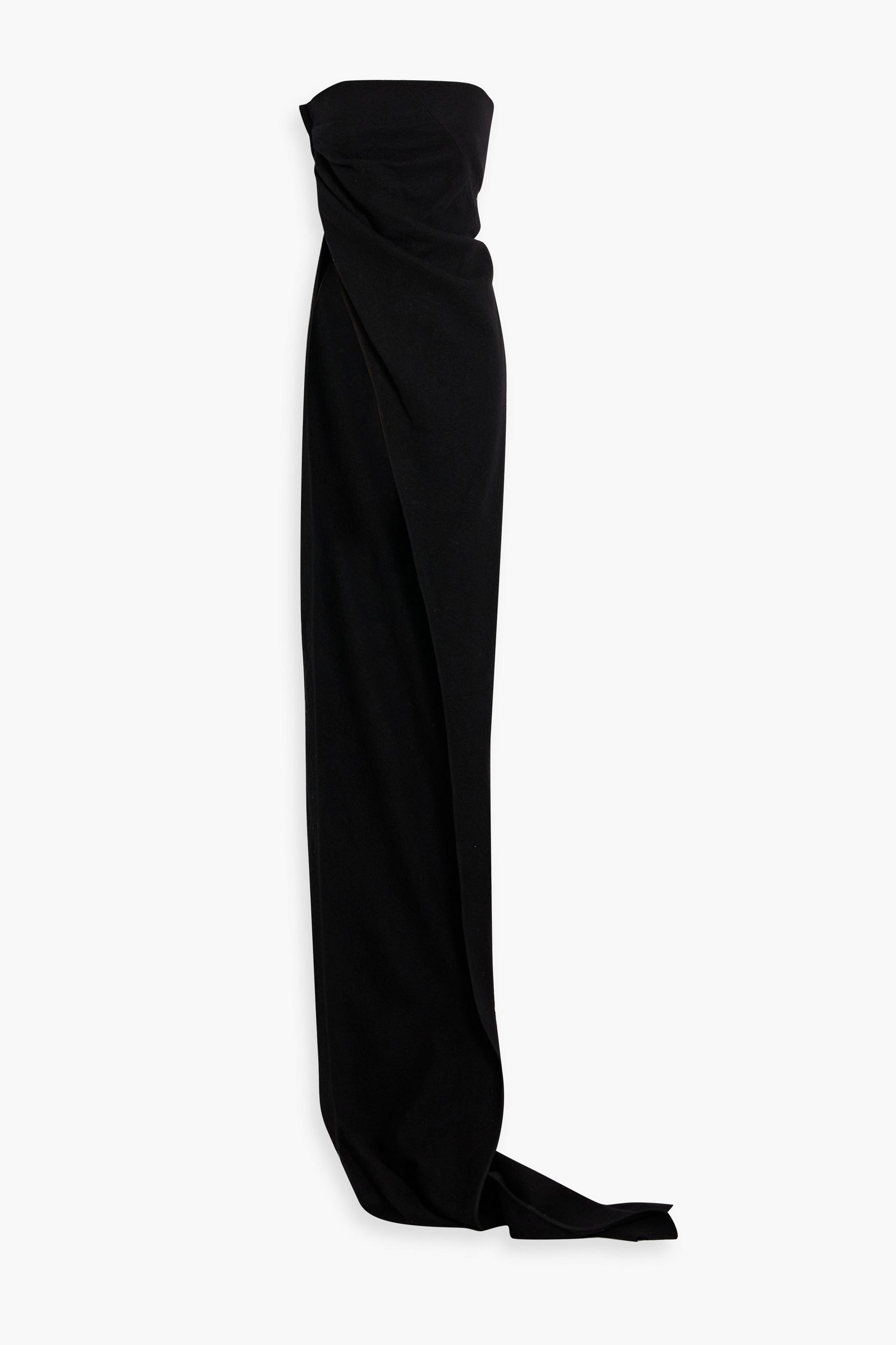 Rick Owens Strapless bouclé-tweed wool top thumbnail