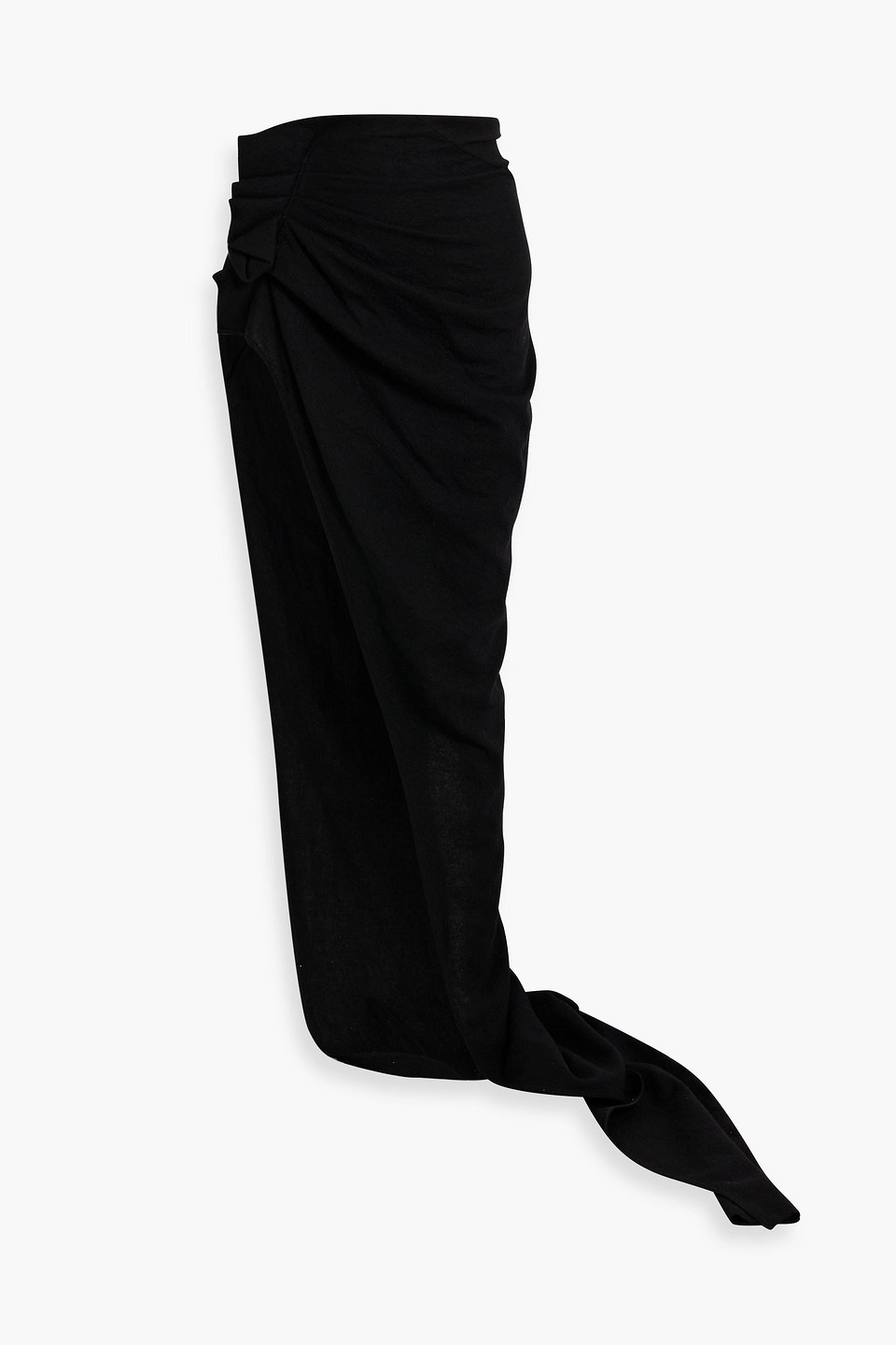 Rick Owens Edfu Draped Brushed Wool Maxi Skirt In Black