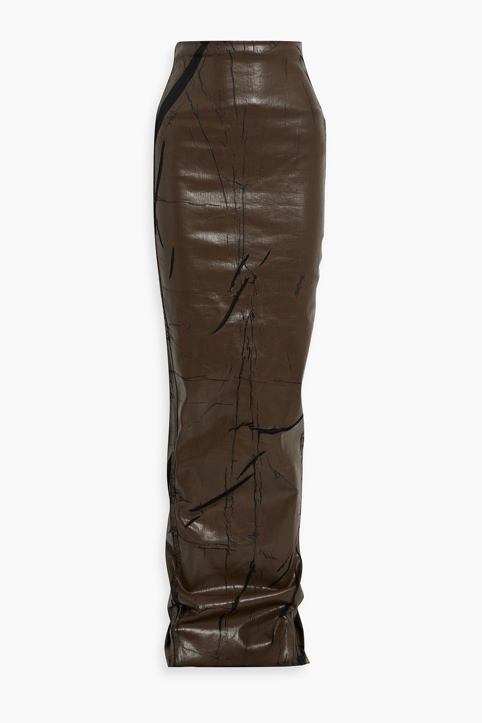 Rick Owens Brown Porterville Dirt Pillar Denim Maxi Skirt In Brown
