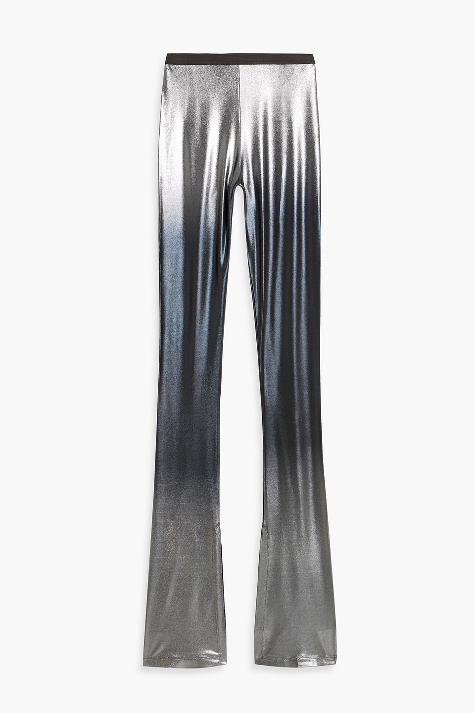 Rick Owens Carmen Metallic Stretch-jersey Flared Pants In Gunmetal