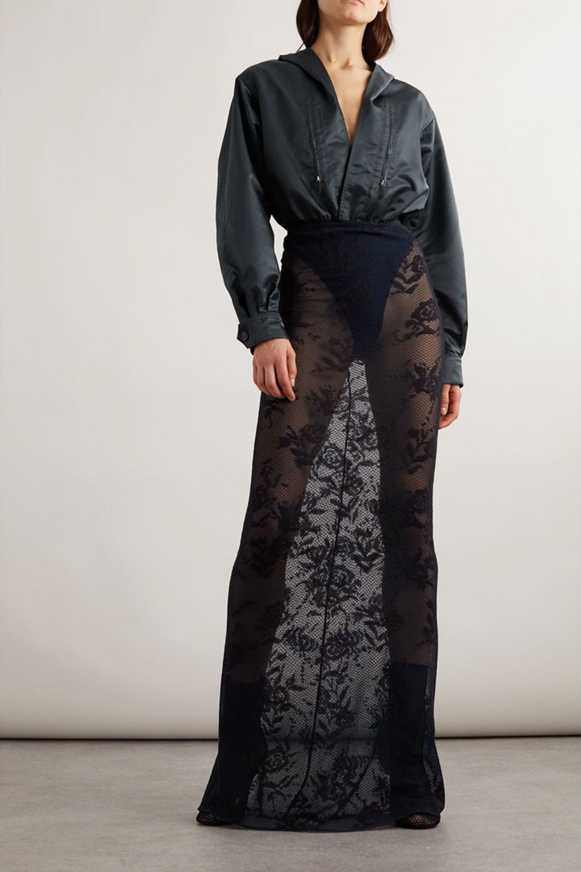 Alaïa Hooded shell and stretch-jersey thong bodysuit